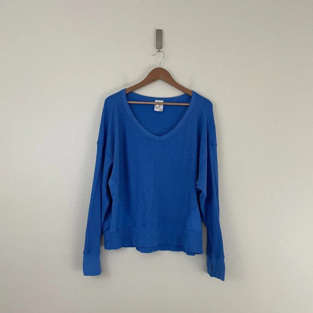 Offline by Aerie Blue Wow Waffle Knit Oversized T-Shirt Size Medium